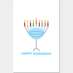 Happy Hanukkah - Hanukkah Menorah with face mask Posters and Art